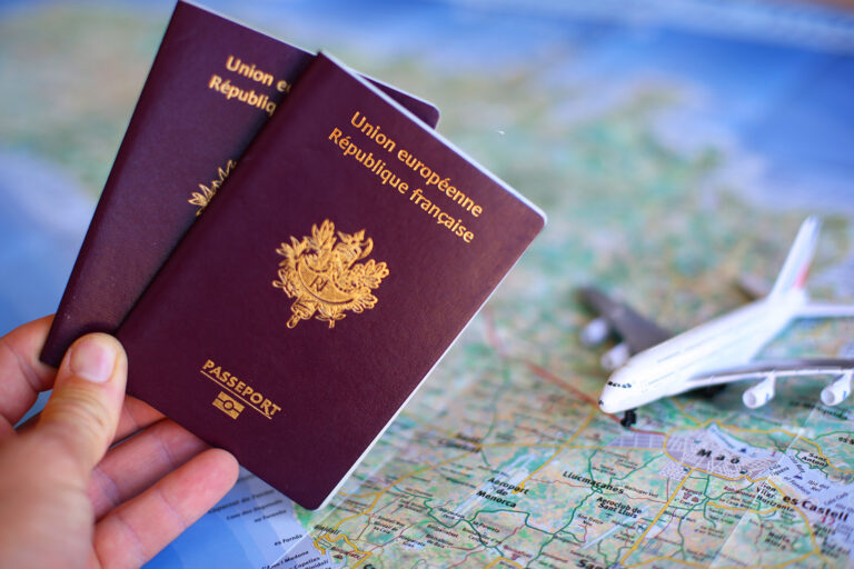 passeport carte d'identité françaises plan du monde avion miniature